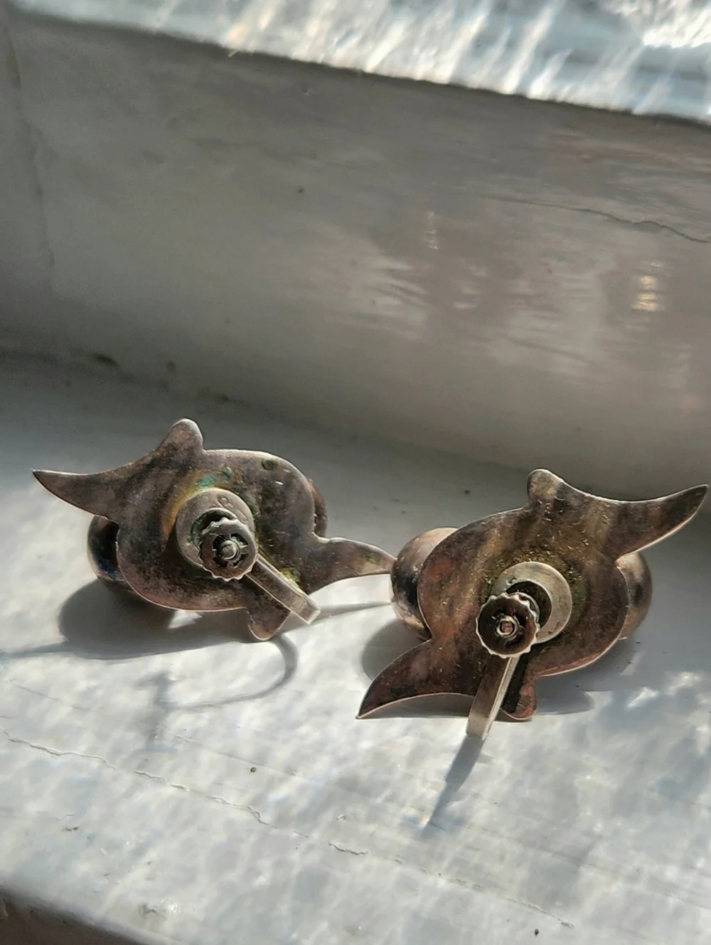 STERLING SILVER MID CENTURY MEXICO SCREW BACK EARRINGS - Picture 6 of 8